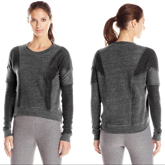 ALO Yoga Heathered Grey Black Rapids Sweatshirt Size XS. - Picture 1 of 8